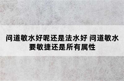 问道敏水好呢还是法水好 问道敏水要敏捷还是所有属性